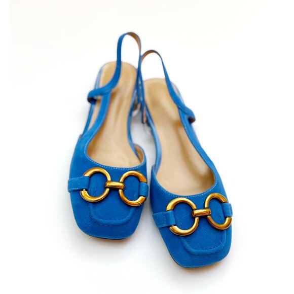 Slingback Flats Faux Suede Slip On Mules - Picture 7 of 8